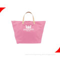 Ladies Pink Printing Polyester Supermarket Retail Custom Reusable Shopping Bags